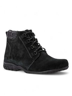 Propet Womens 11W NWT Black Suede Delaney Water Resistant Bootie Outdoors Comfy